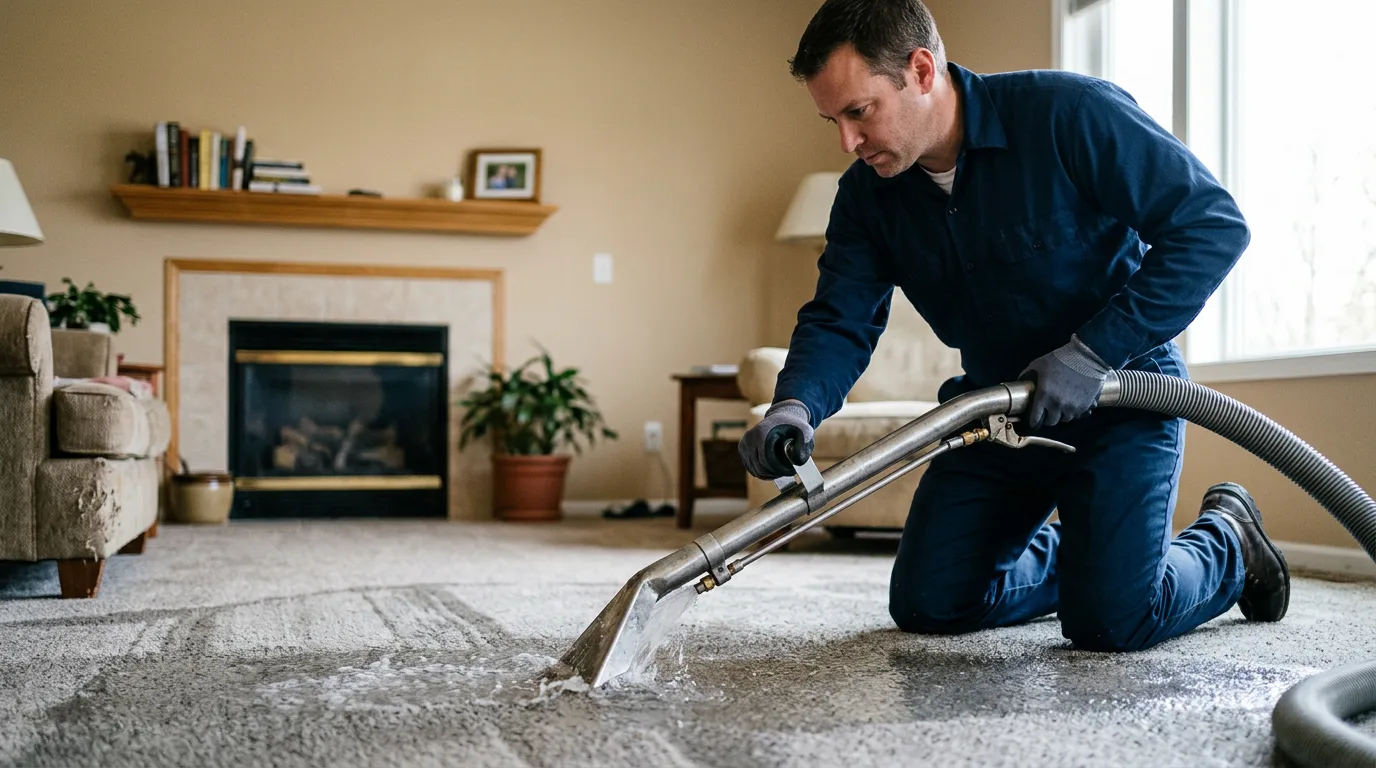 Water damage restoration technician working near Gueydan, LA